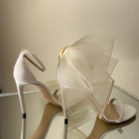 New Jimmy Choo Aveline 100 Latte Sandals Asymmetric Grosgrain Fascinator Bow - Picture 13 of 15